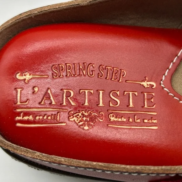 Spring Step L’Artiste Aneria Red Mary Jane Leather Clogs Size 37 (US 6.5–7) NWB - Picture 9 of 12